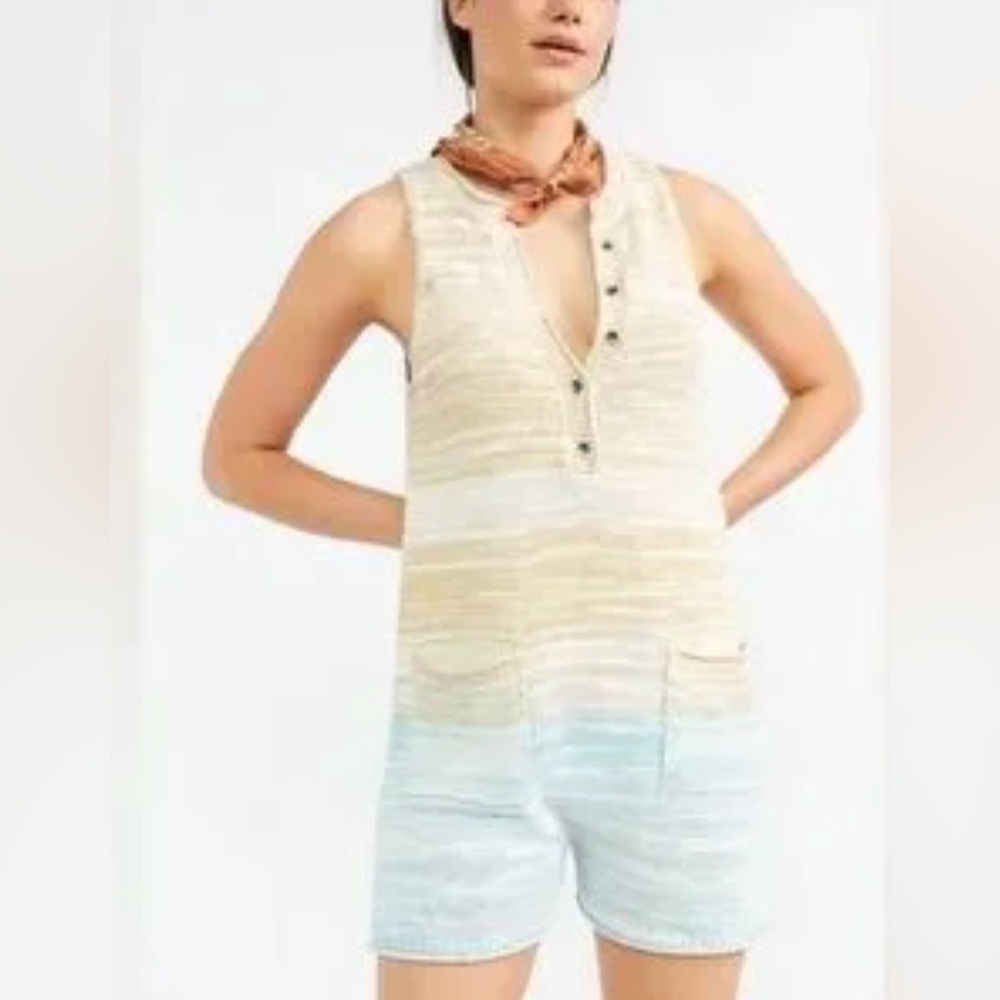 a Daily Practice Anthropologie knit romper multicolored ombre design size Medium